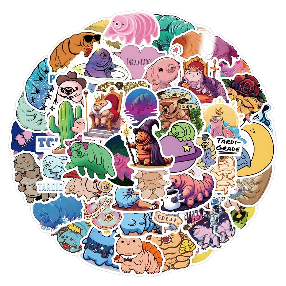 10/30/50pcs Cool Cartoon Animal Tardigrade Stickers Stationery Fridge Travel Luggage Guitar Car Classics Toy Sticker for Kids