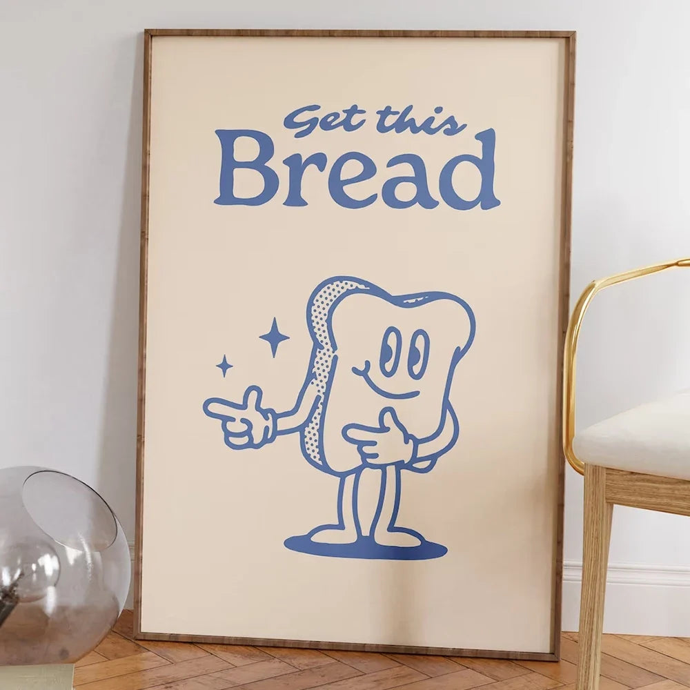 Music Groovy Record Player Get This Bread Drink Water Self Care Quotes Wall Art Canvas Painting Posters Living Room Home Decor