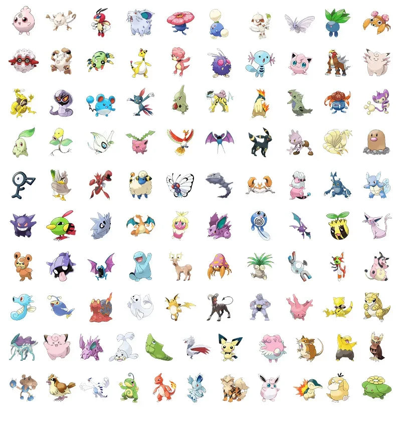 200PCS/Set Kawaii Pikachu Pokemon Stickers for Laptop Phone Suitcase Skateboard Guitar Cute Cartoon Stickers Kid Gift Toys