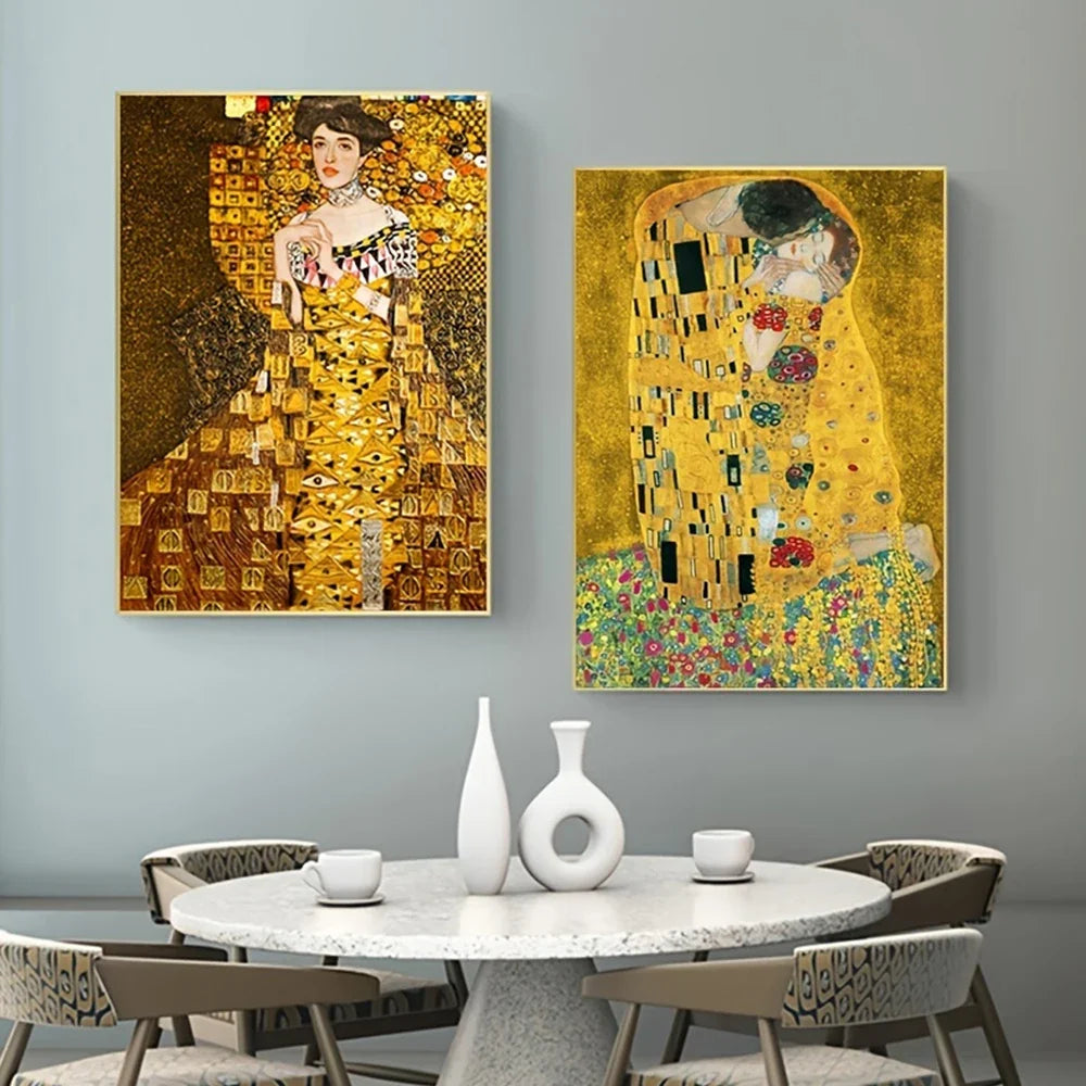 Classic Abstract Wall Art Gustav Klimt The Kiss Oil Painting HD Canvas Print Poster Home Living Room Bedroom Decoration