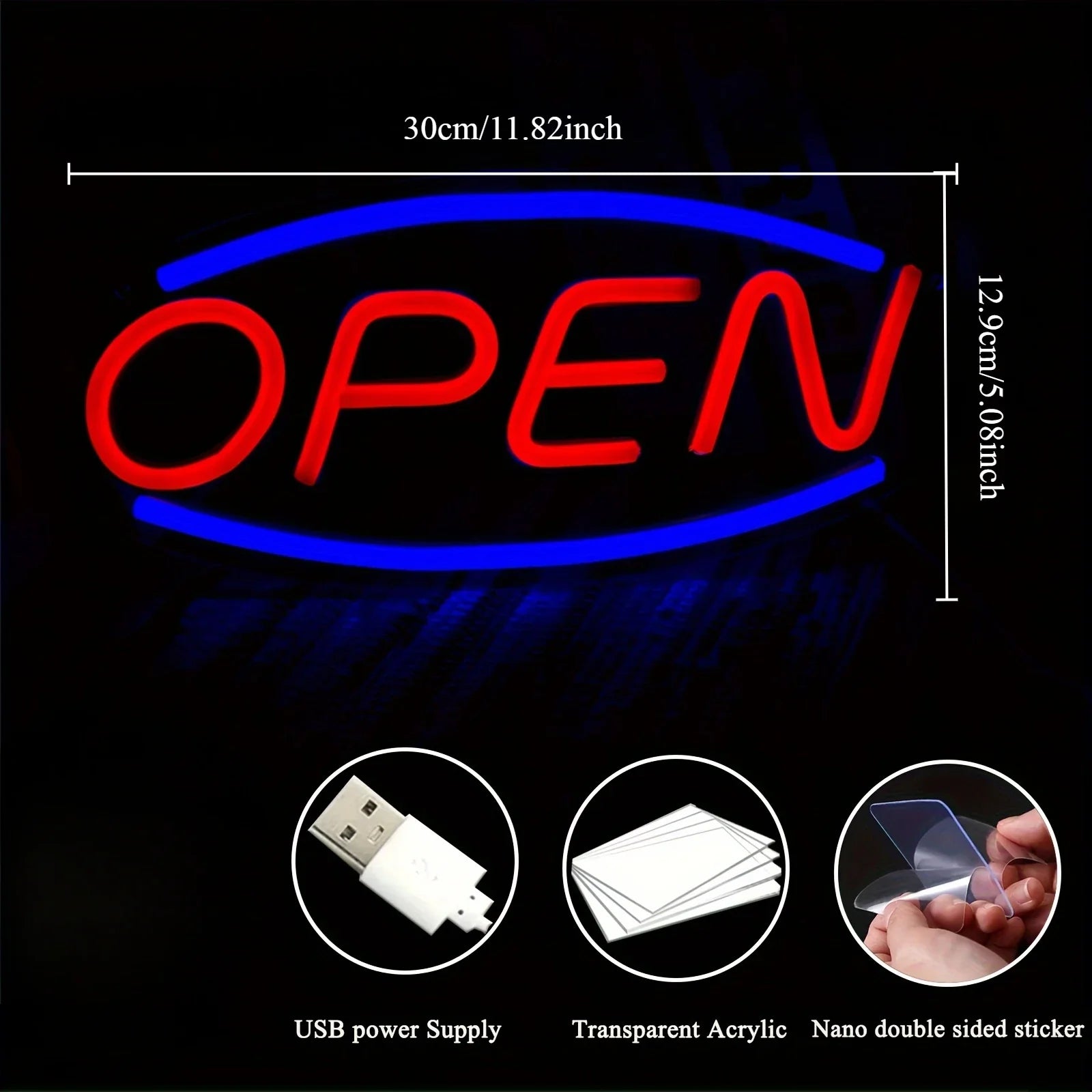 Open Neon Sign LED Neon Light for Commercial Wall Light USB Powered for Bars Shops Coffee Shops Hotels Outdoor Decoration