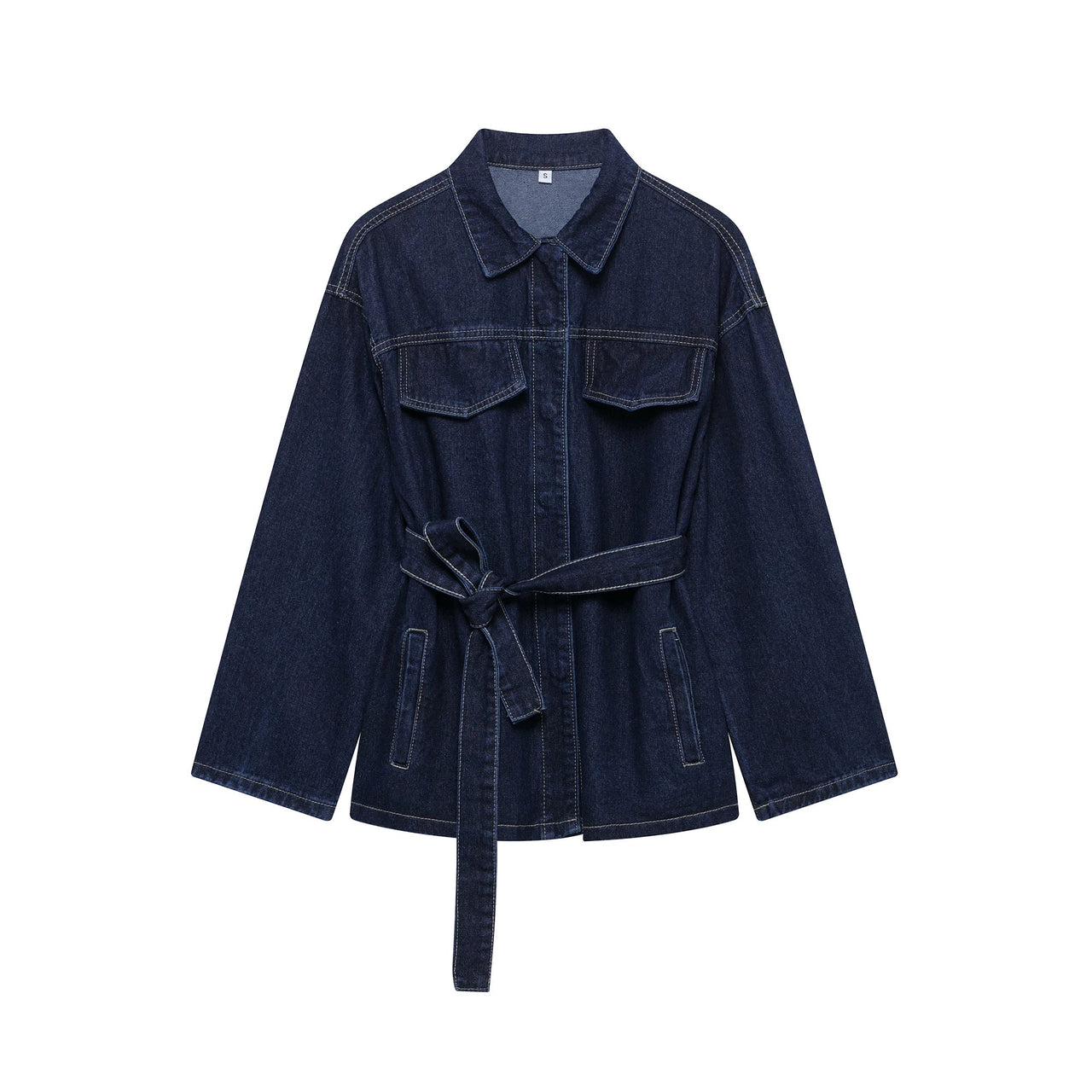 DUOPERI Women Fashion 2 Pieces Sets With Belt Denim  Jackets & Vintage Front Zipper Jeans Trousers Feamle Chic Lady Pants Sets