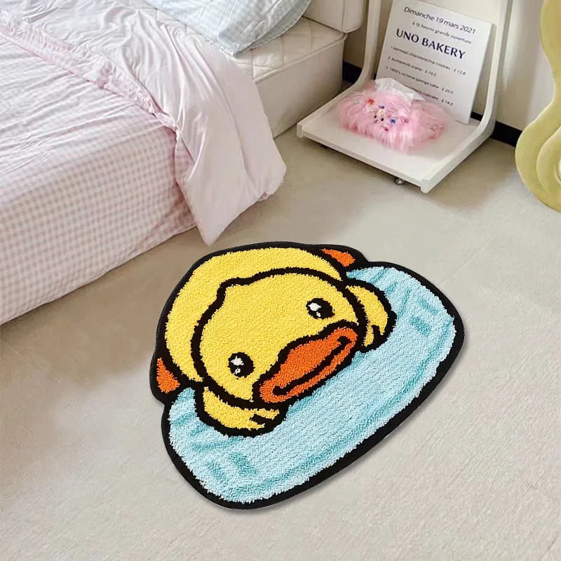 VIKAMA Cartoon Duck Carpet Bathroom Non-Slip Absorbency Foot Pad Bedroom Bed Soft  Comfortable Foot Pad Home Decoration