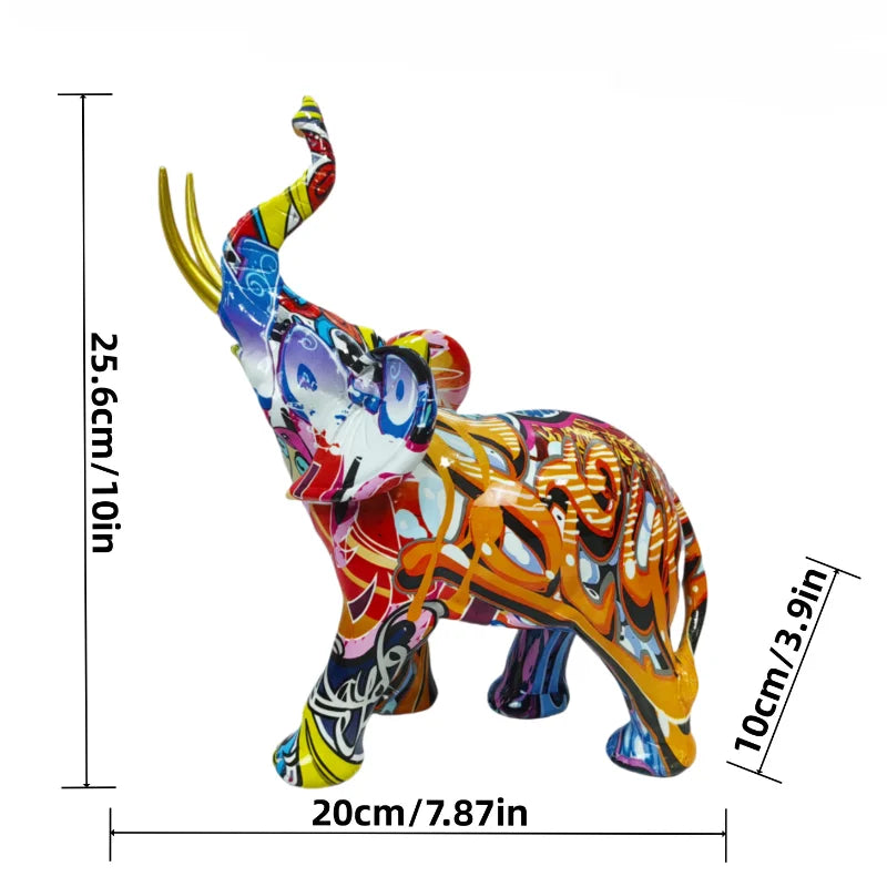 Home Decor Nordic Painting Graffiti Elephant Sculpture Figurine Art Elephant Statue Creative Resin Crafts Decoration Ornaments