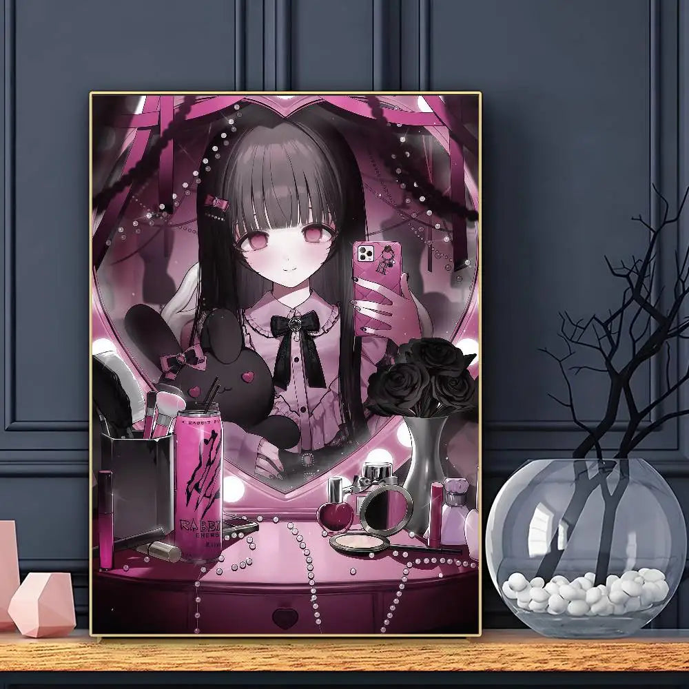 Cartoon Cute ANIME J-Jirai Kei Poster Sticky Wall Art Printing Waterproof Home Living Bed Room Bar Aesthetic Decor