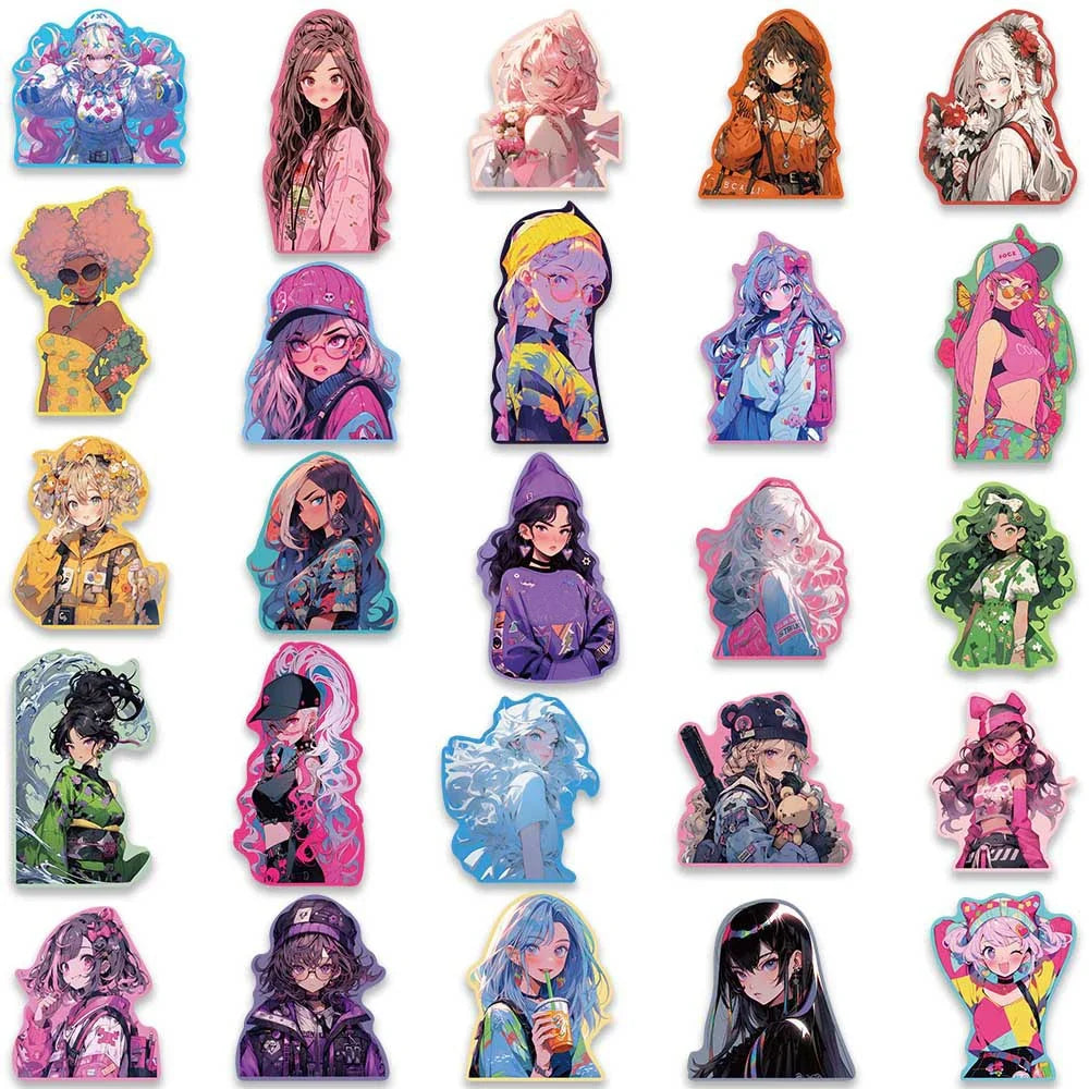 10/30/50pcs Kawaii Anime Girl Cartoon Aesthetic Stickers Decals Laptop Scrapbook Phone Suitcase Fridge Diary Decoration Sticker