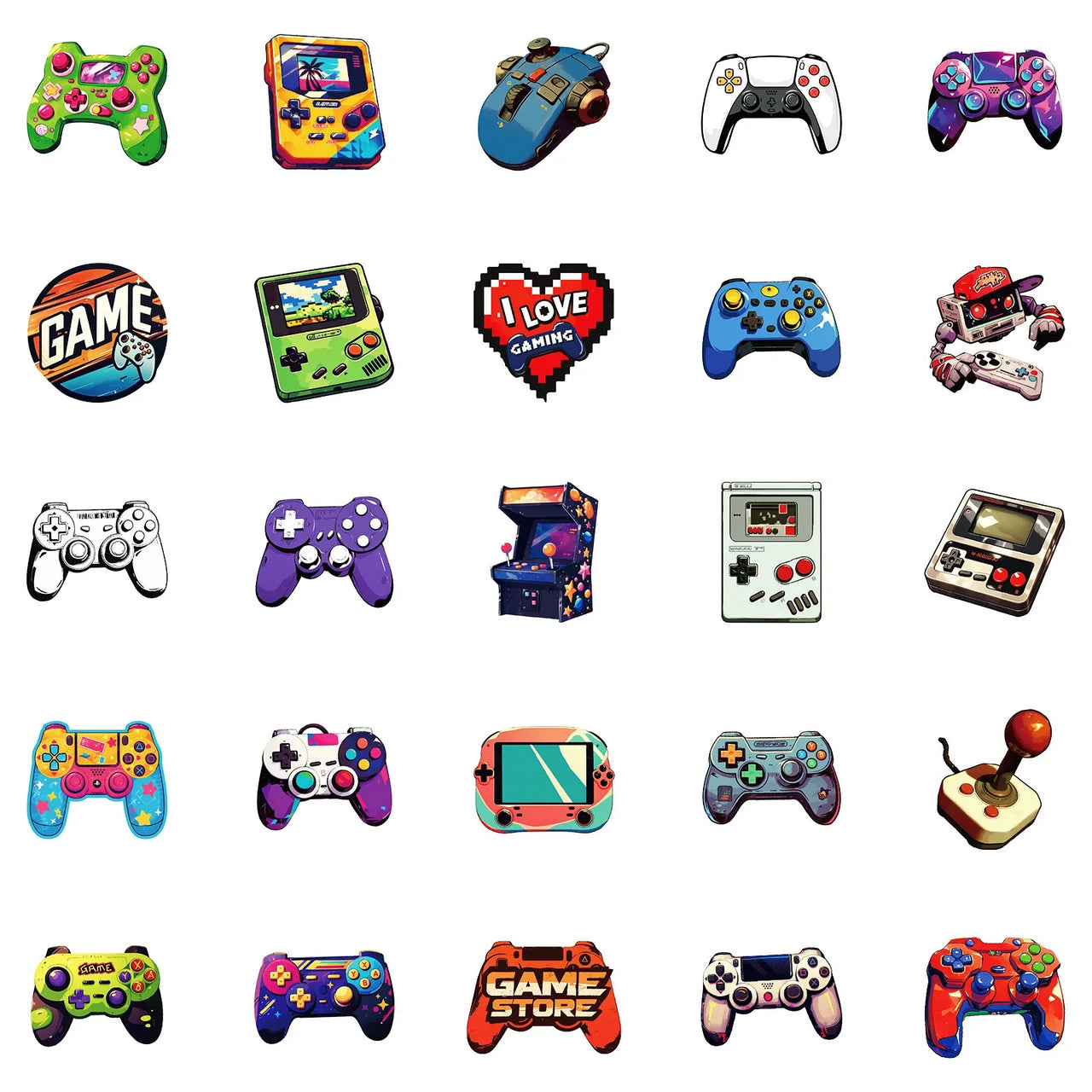 50/100PCS Cartoon Hand Drawn Controller Game Console Graffiti Waterproof Decor Sticker DIY for Laptop Stationery Notebook