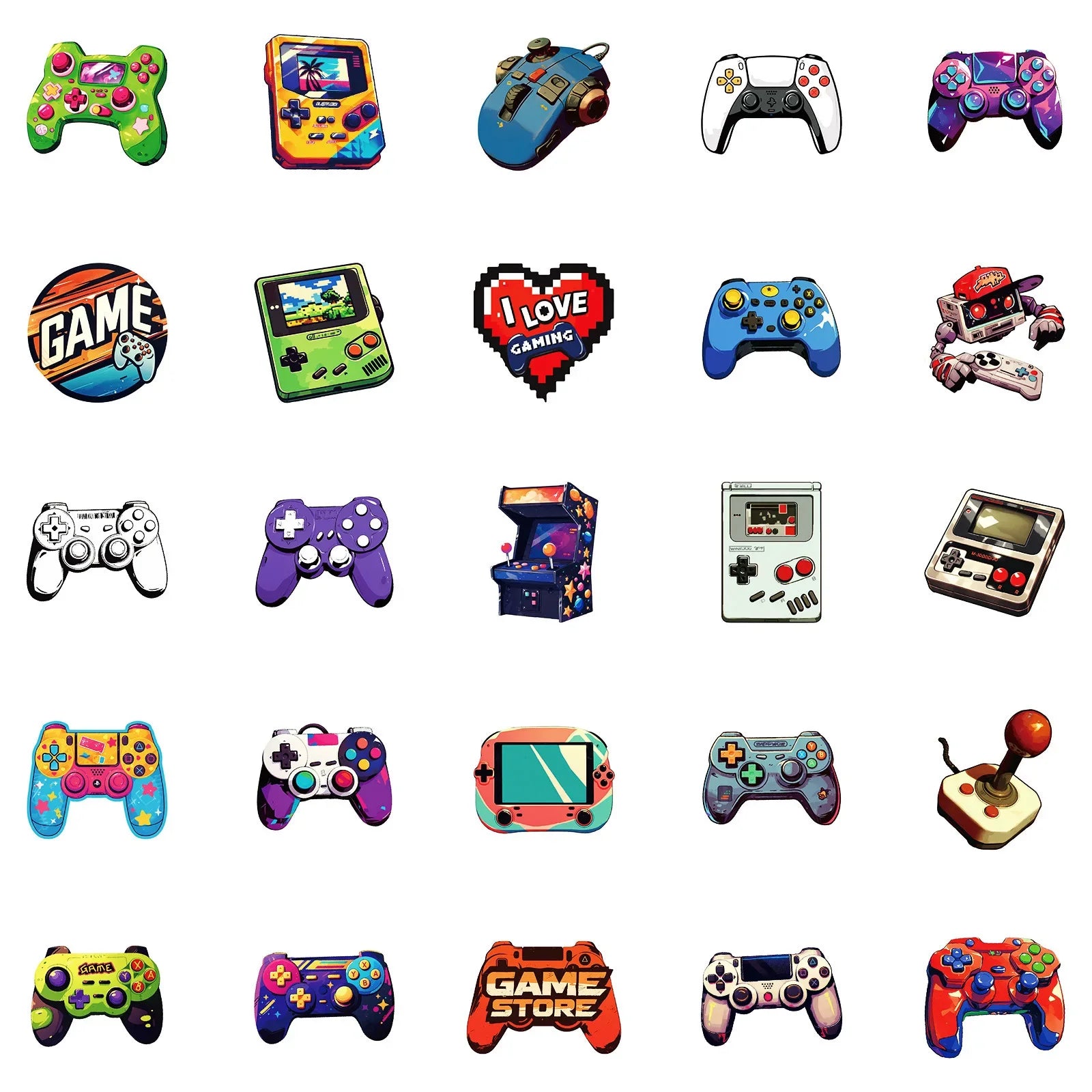 50/100PCS Cartoon Hand Drawn Controller Game Console Graffiti Waterproof Decor Sticker DIY for Laptop Stationery Notebook