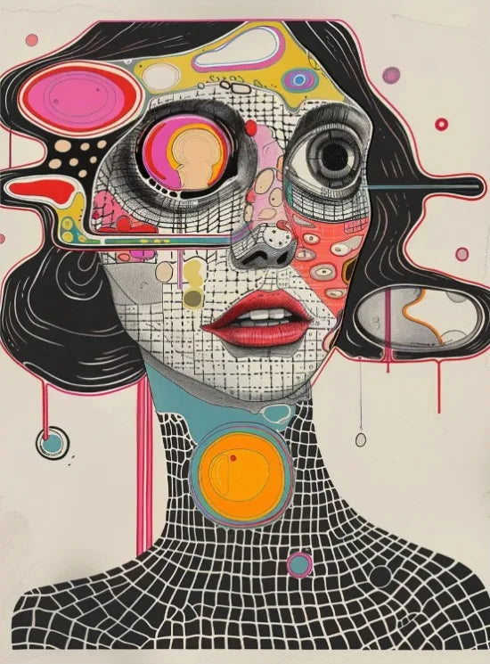 Grid Addiction Canvas Wall Art Surreal Art Beautiful Unique Painting Print Abstract Modern Surrealism Wall Decoration Canvas Art