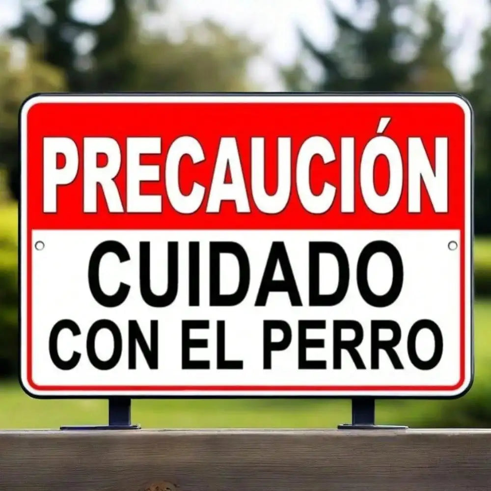 Spanish 'Beware of Dog' Sign – Precaución Cuidado Con El Perro Bite | Rustic Warning Decor,room decor，halloween decor，home decor
