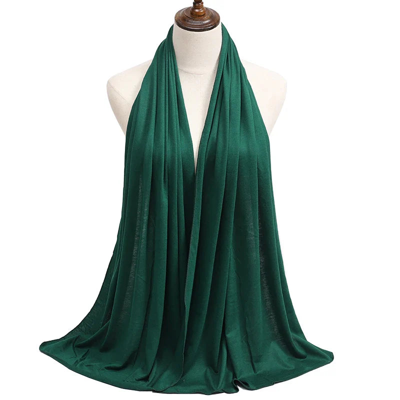 New Jersey Womens Muslim Ramadan Fashion Modal Cotton Jersey Hijab Womens High Quality Solid Color Soft Hijab Long African Scarf