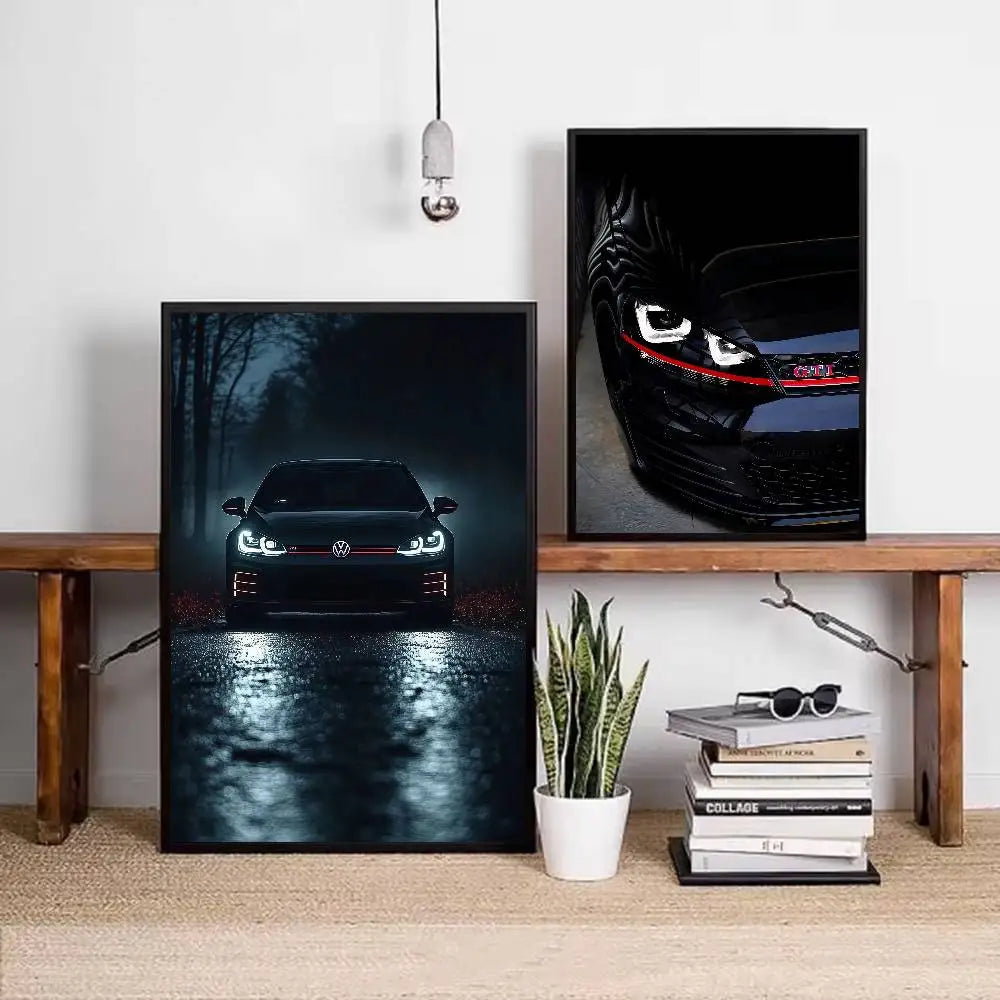 V-VW G-GolfS G-GTI SuperCar Poster Sticky Wall Art Printing Waterproof Home Living Bed Room Bar Aesthetic Decor