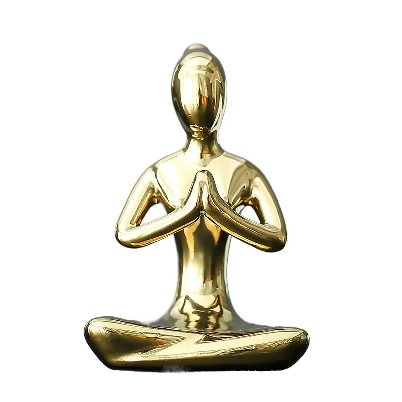 Home Decor Abstract Art Ceramic Yoga Poses Figurine Porcelain Lady Figure Statue Study Office Yoga Studio Ornaments Decorations