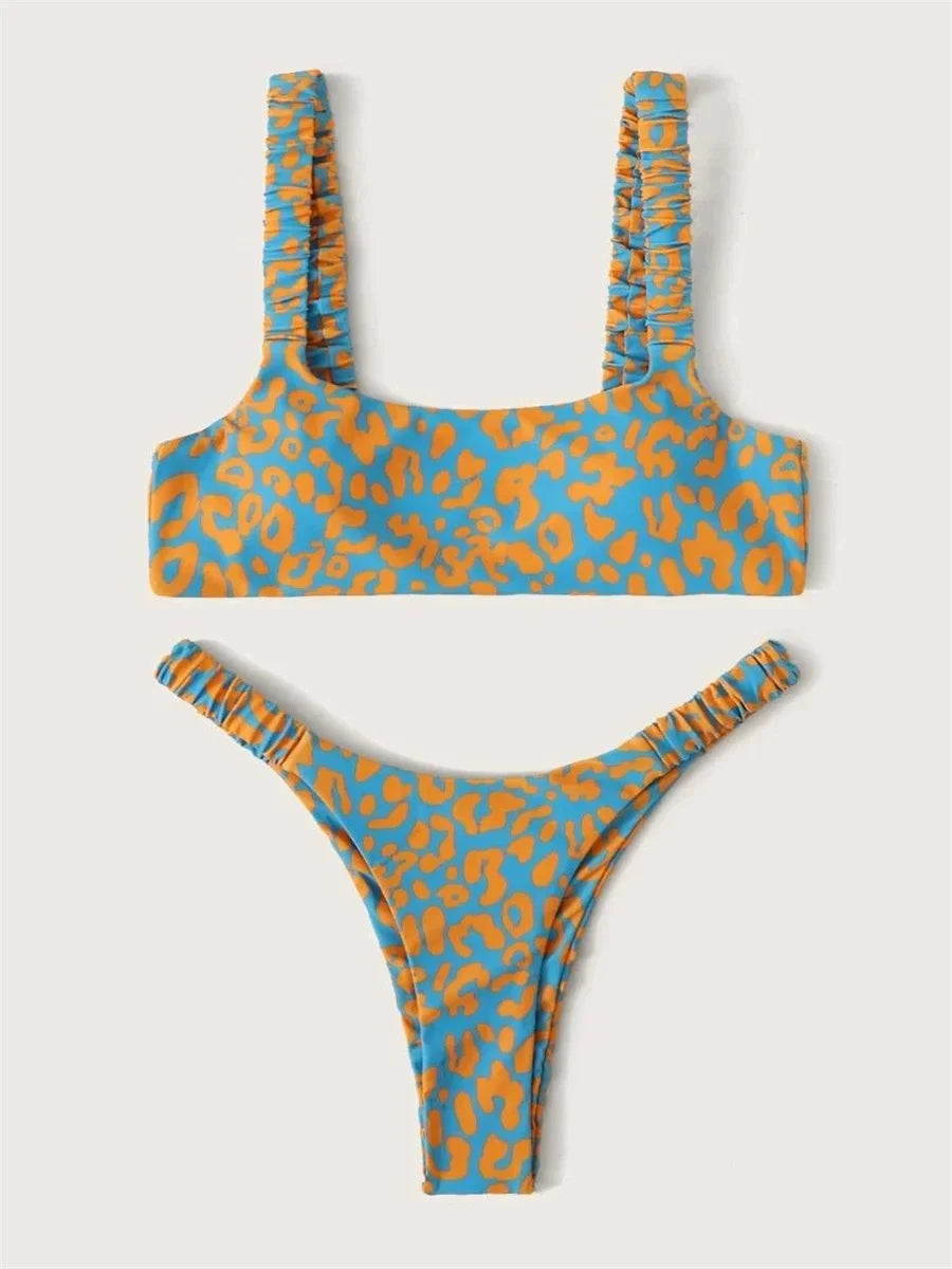 Sexy Micro Bikini 2026 Women Orange Leopard Push Up Padded Thong Swimsuit Female Cut Out Bathing Suit Swimwear Trajes De Baño