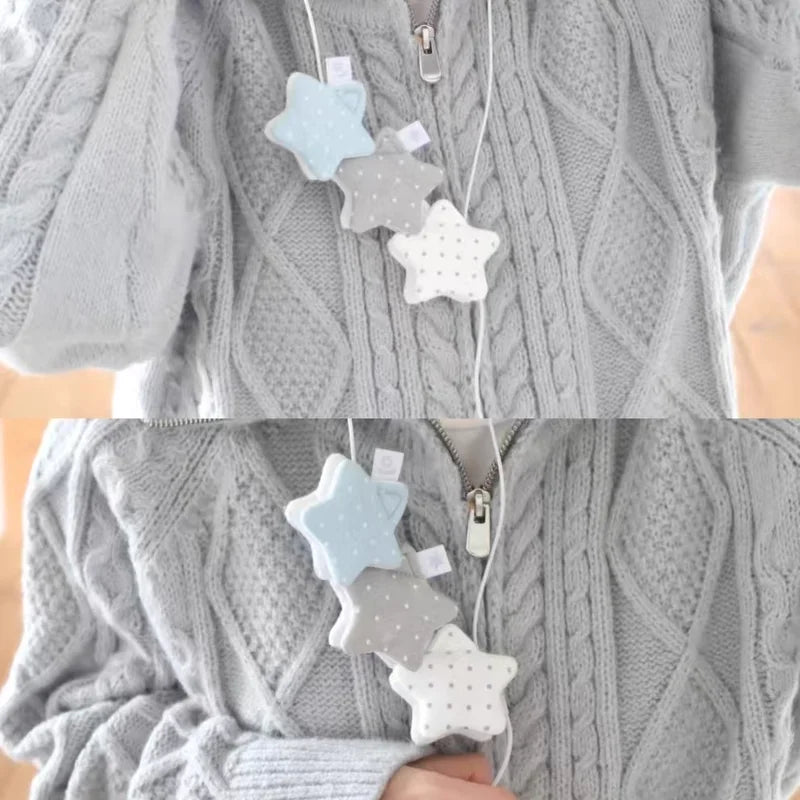 Y2k Japanese Earphone Decoration Accessories Handmade Fabric Star Wave Point Earphone Storage Bag Data Cable Organizer