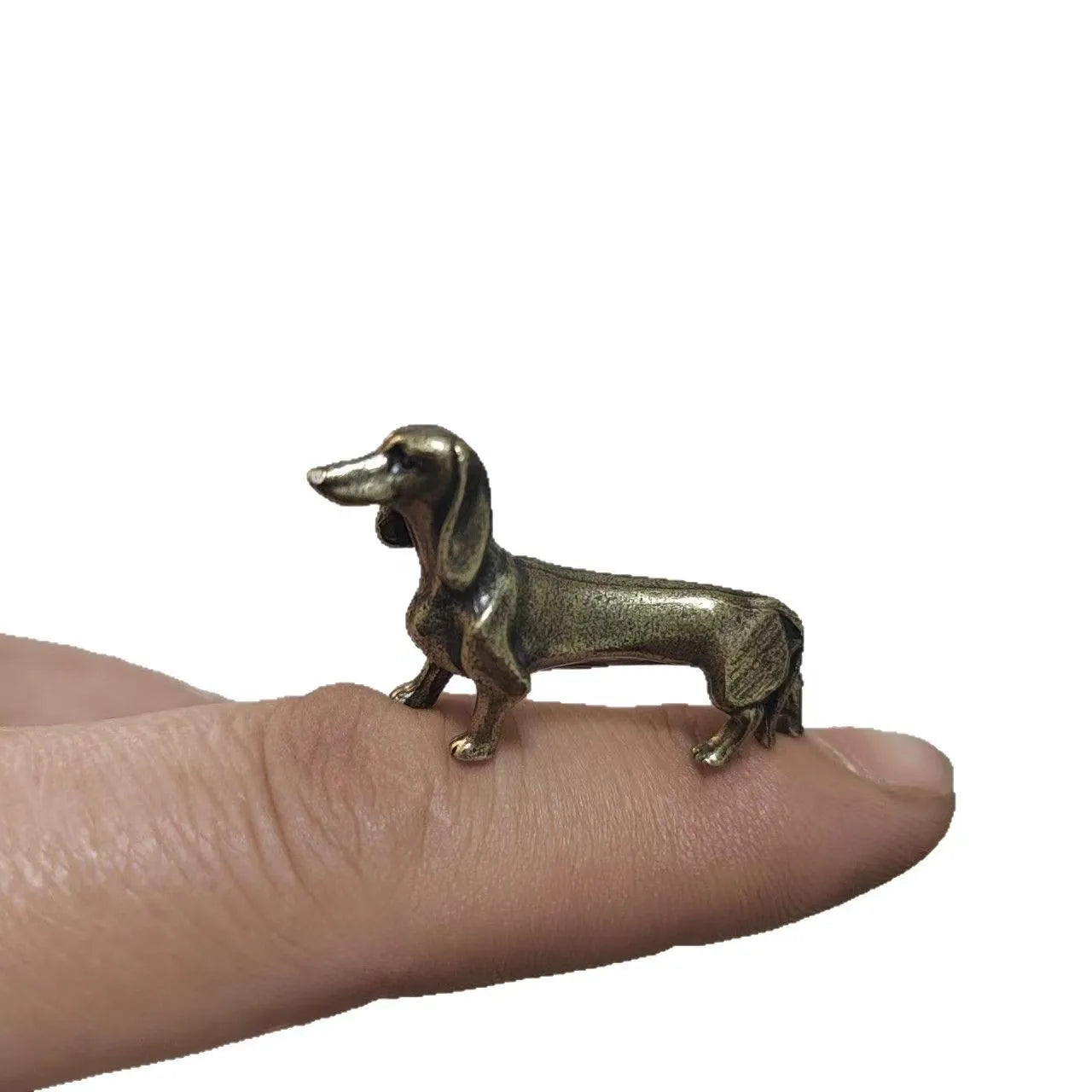Pure Copper Dachshund Statue Vintage Brass Figurines Home Decote Desktop Ornament Miniatures Antique Tea Pet Crafts Gifts