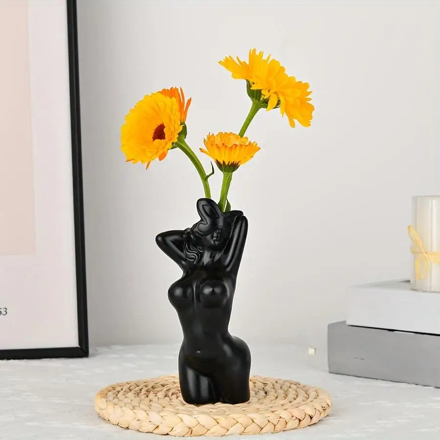 Women's Body Vase, Women's Curvy Vase, Unique Strip Look, Decorative Vase, Creative Flower Vase, Modern Bohemian Home Decoration