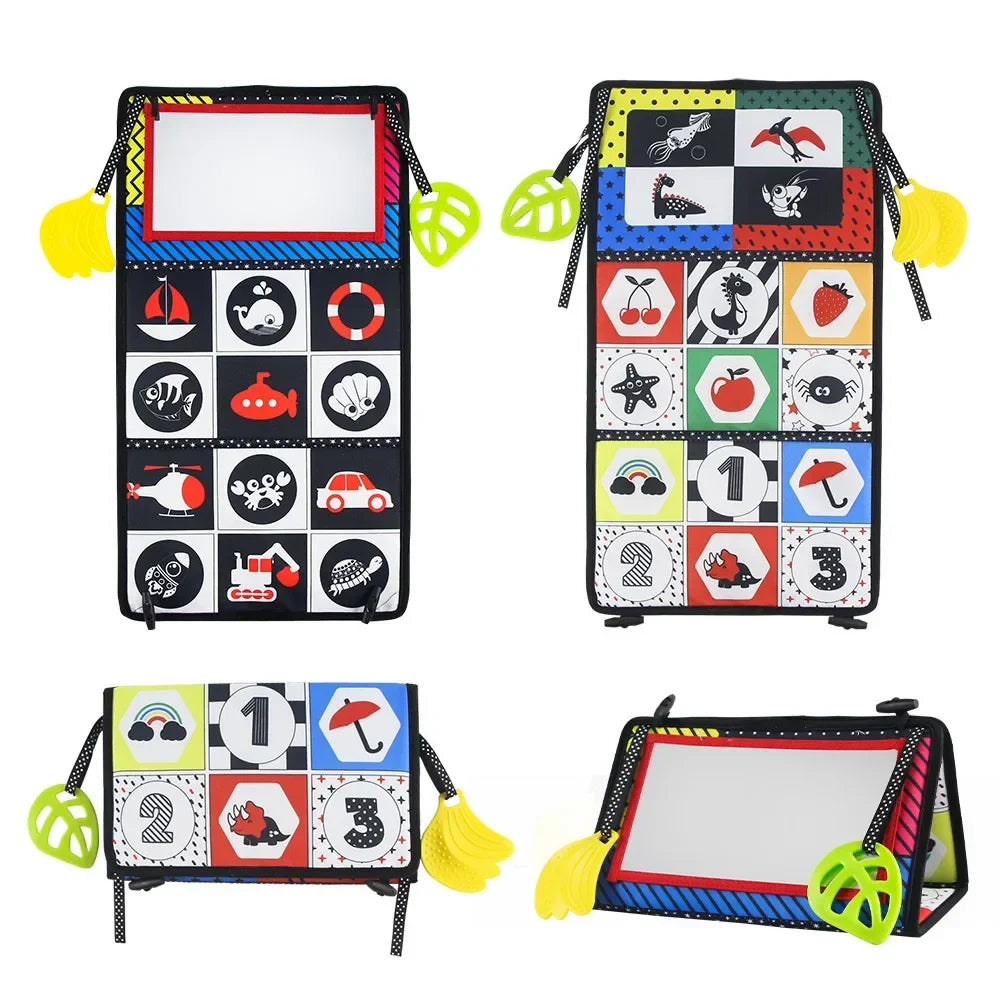 Black and White Baby Floor Mirror Tummy Time Sensory Toys 6-24 Months Baby Toys Montessori Toys Crawling Development Baby Toys