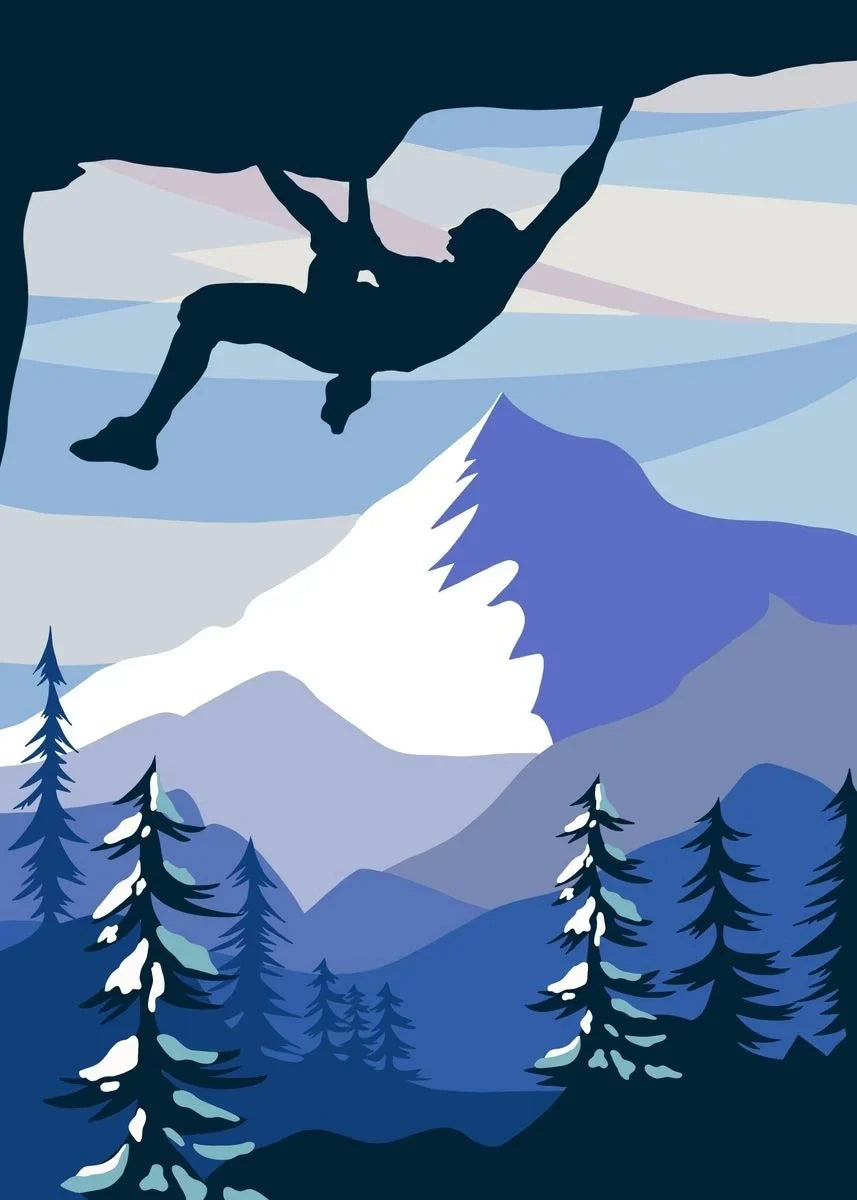 Abstract Rock Climbing Adventure Posters and Prints Canvas Painting Mountain Sun Wall Art Pictures for Living Room Home Decor