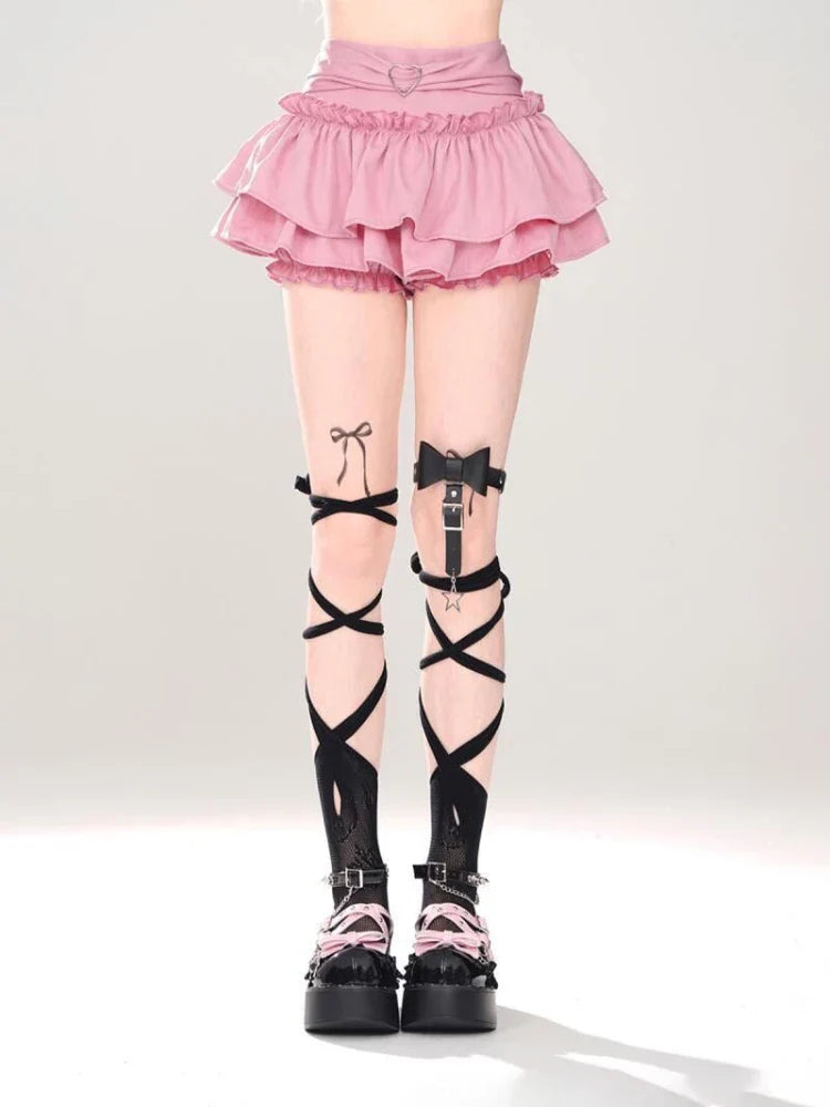 Puffy Cake Skirts Women Ruffles Chic Popular Sweet Spicy Girls Gothic All-match Korean Fashion Streetwear Summer  Y2k