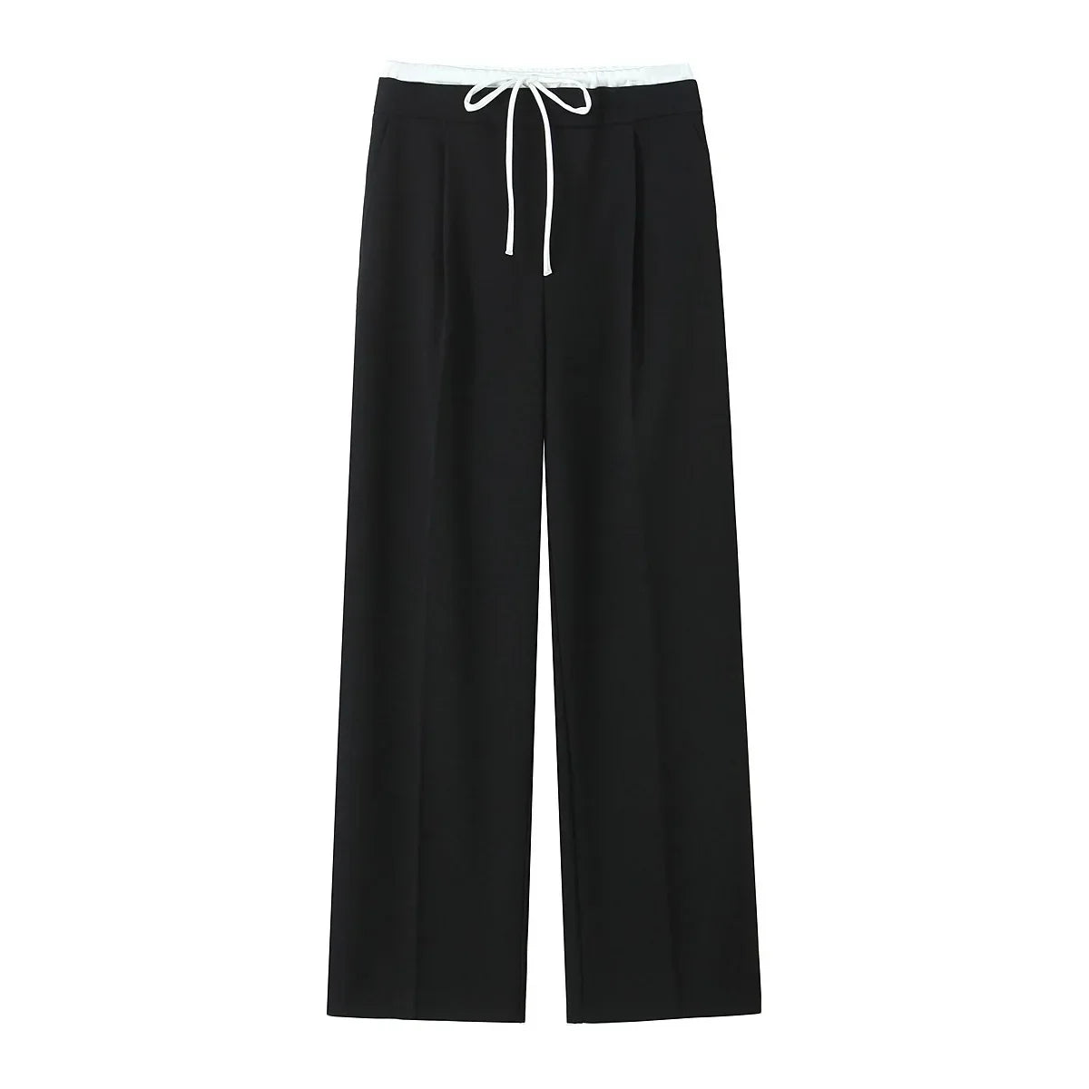 Willshela Women Fashion Solid Lace Up Side Zipper Straight Pants Vintage High Elastic Waist Female Chic Lady Trousers