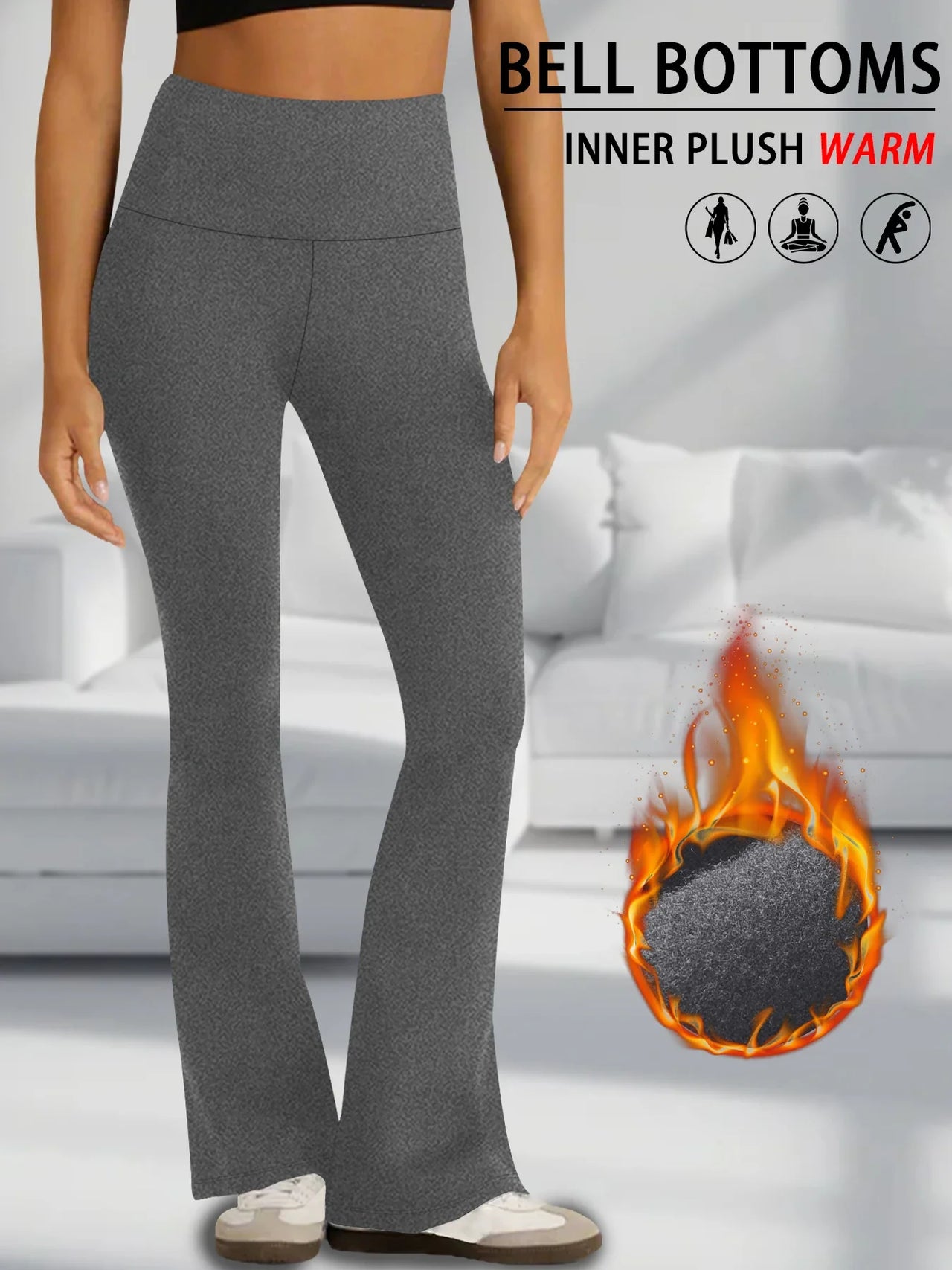 Women's Super Soft Flare Pants High Waisted Tummy Control Workout Yoga Leggings Bell Bottoms