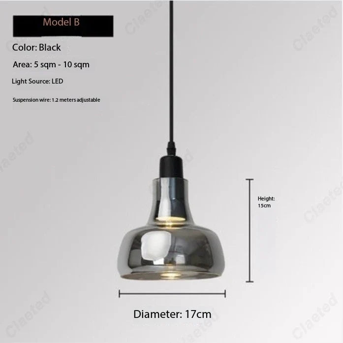 European Modern Minimalist LED Glass Chandelier Bar Restaurant Living Room Coffee Shop Bedroom Decorative Lighting