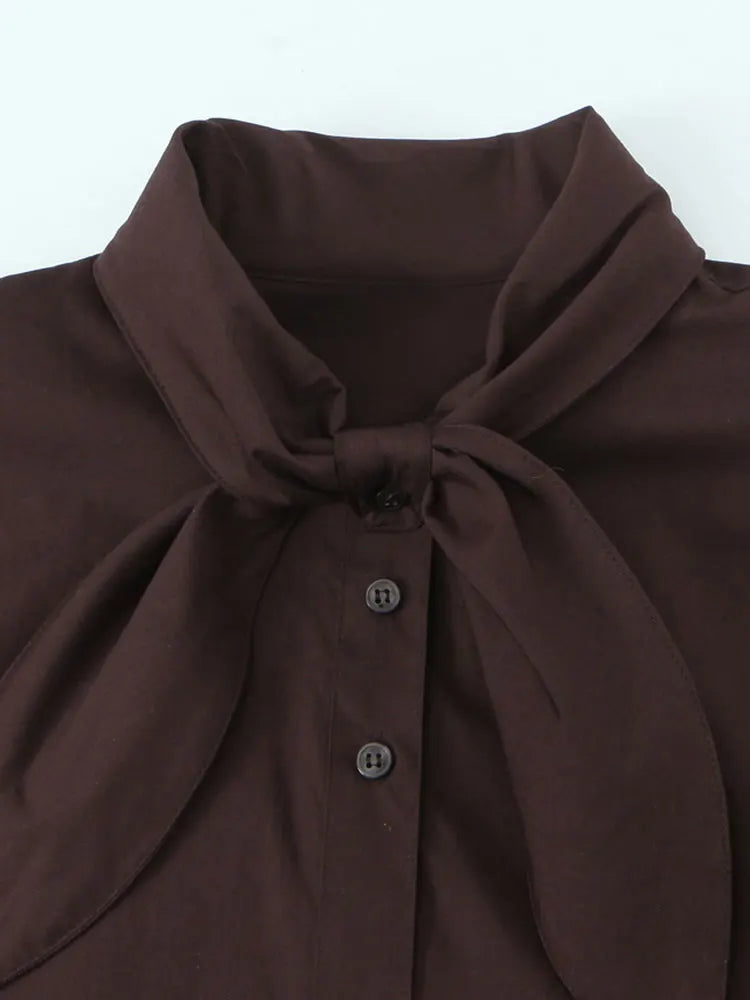 NLZGMSJ Woman Scarf Shirts 2025 Autumn Elegant Office Lady Loose Chic Slim Daily Full Sleeve Daily Shirts