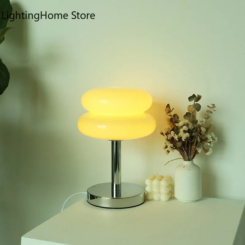 Ins Glass Stained Table Lamp Children's Lamp Bedroom Bedside Atmosphere Lamp Decoration Egg Tart Lamp Drop Shipping Dropshipping