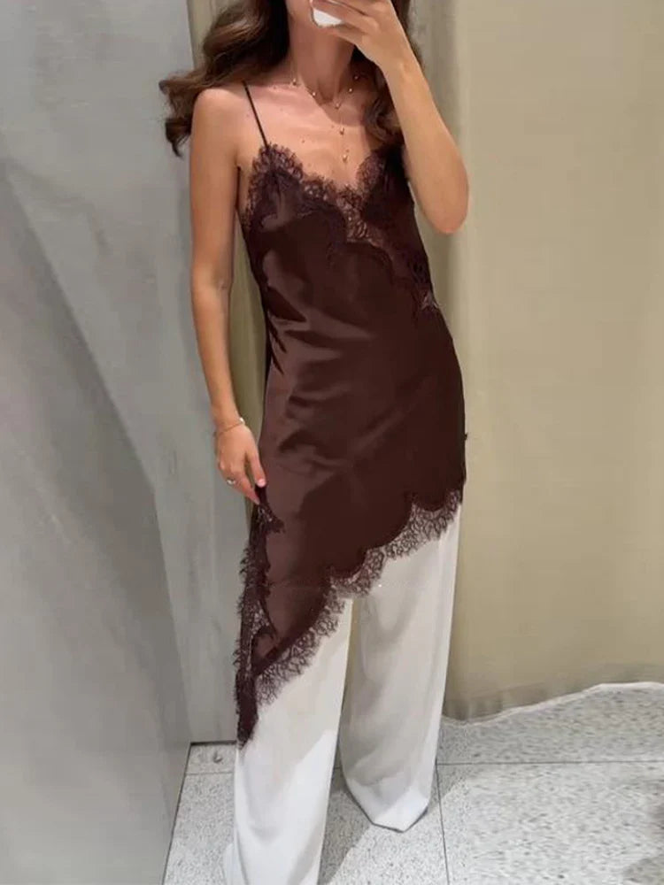 Sexy Solid Sling Lace Dress For Women Fashion Off Shoulder Backless High Waist Mini Vestidos 2025 Chic Summer Holiday Dresses