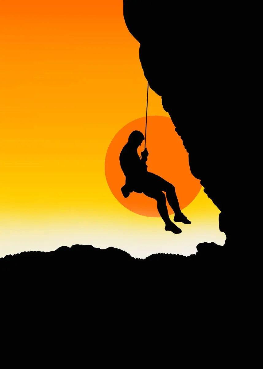 Abstract Rock Climbing Adventure Posters and Prints Canvas Painting Mountain Sun Wall Art Pictures for Living Room Home Decor