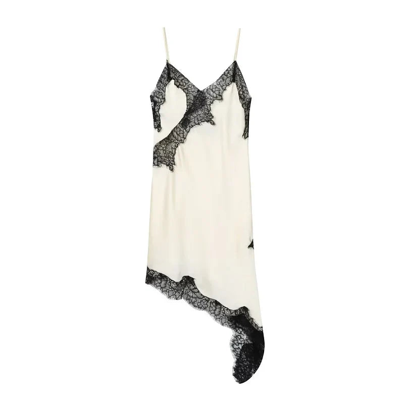 MUJER Lace Slip Mini Dress Women Satin Backless Summer Dress Woman Asymmetric Party Women's Dress Sexy Beach Dresses for Women