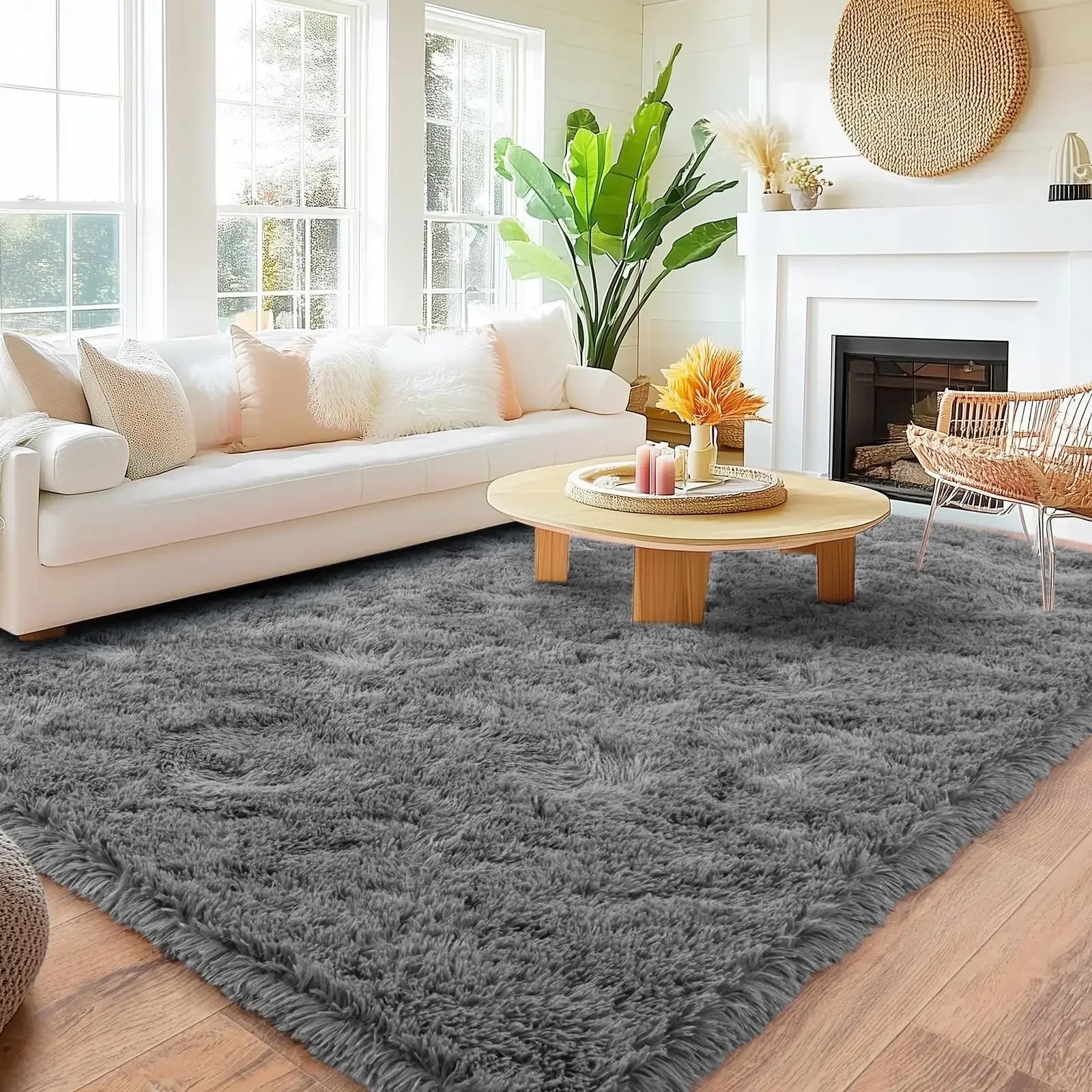 VIKAMA Minimalist Shaggy Living Room Rug, Soft and Fluffy Area Rug, Bedroom Dormitory Children's Room Carpet, Home Decor