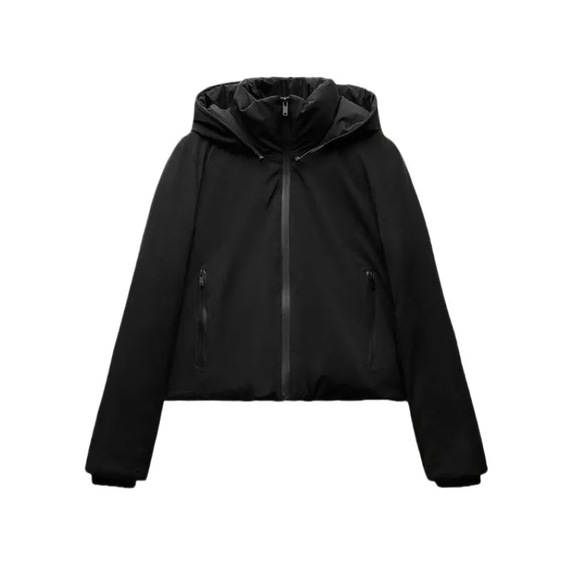 ETJ 2025 Autumn/Winter New  women's short imitation wind waterproof hooded thick warm cotton jacket Outdoor coat 4749703
