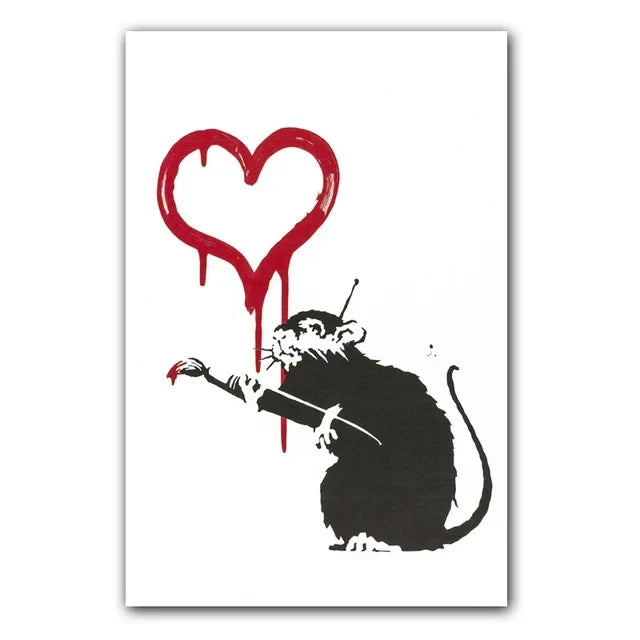 Girl and Red Balloon Banksy Art Nordic Characters Canvas Painting  Mural  Poster Living Room Bedroom Bar Home Decoration