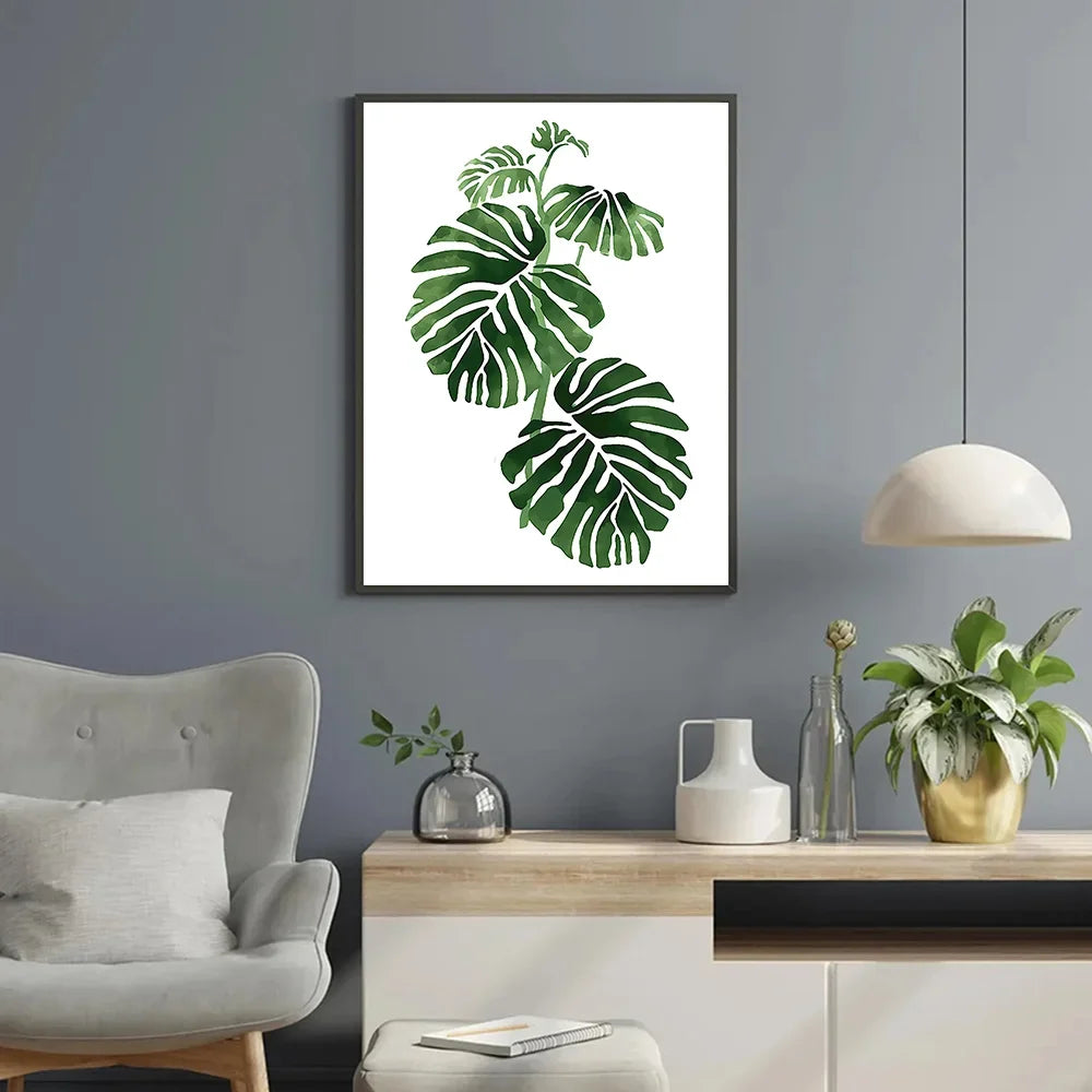 Nordic Green Plants Canvas Wall Art Monstera Fern Banana Leaf Painting Decor Living Room Bedroom Botanical Prints Hot Sale