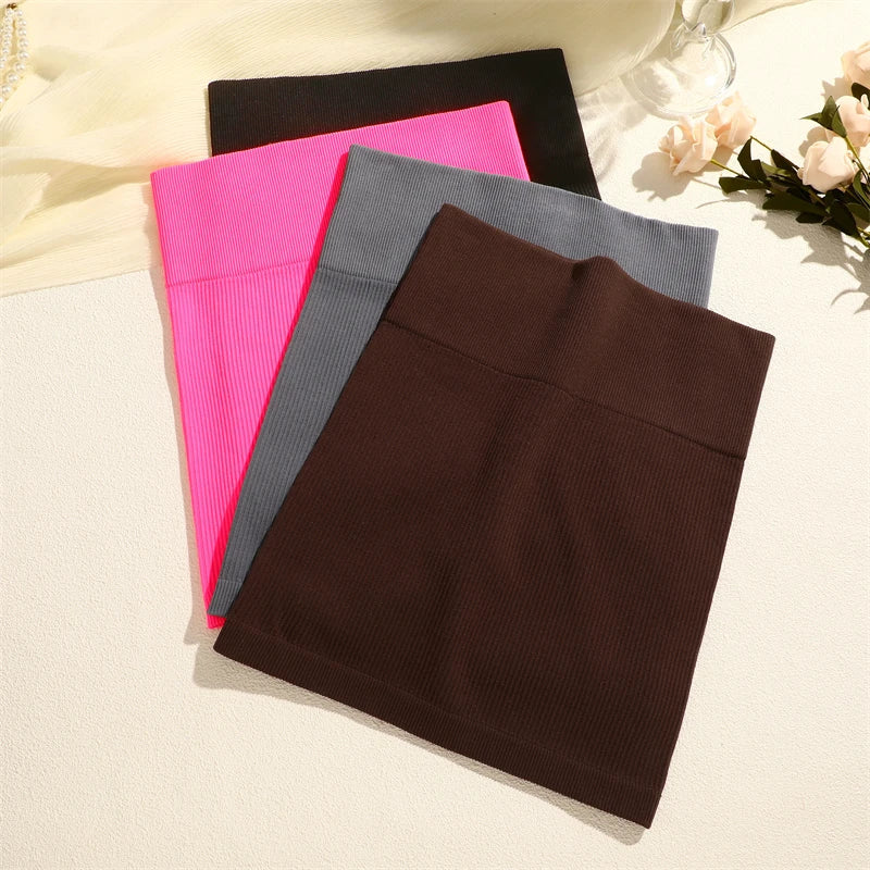 Women Ribbed Sexy High Waist Mini Slim Skirt,Versatile for Office Pencil Skirt Solid Color Soft Stretchy Short Skirt All-Season