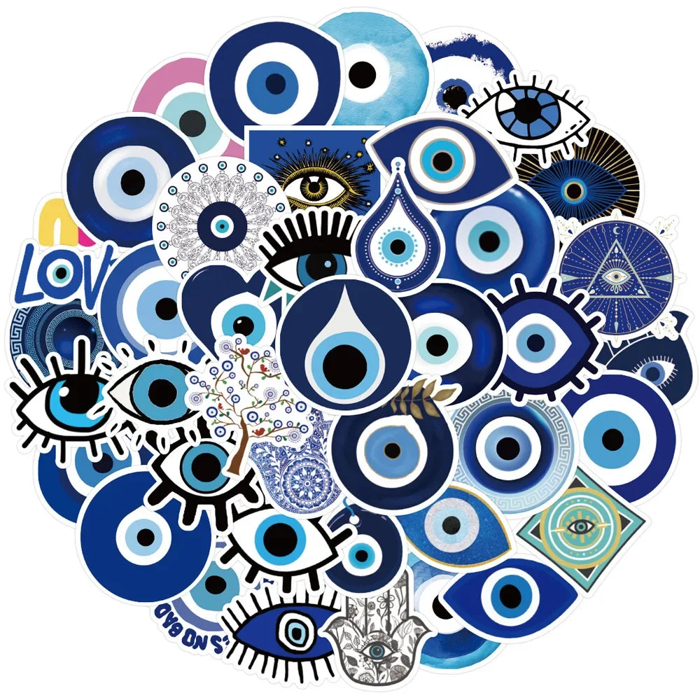 10/30/50pcs Gothic Turkish Evil Eye Graffiti Stickers Aesthetic Decals Skateboard Motorcycle Phone Car Cool Waterproof Sticker