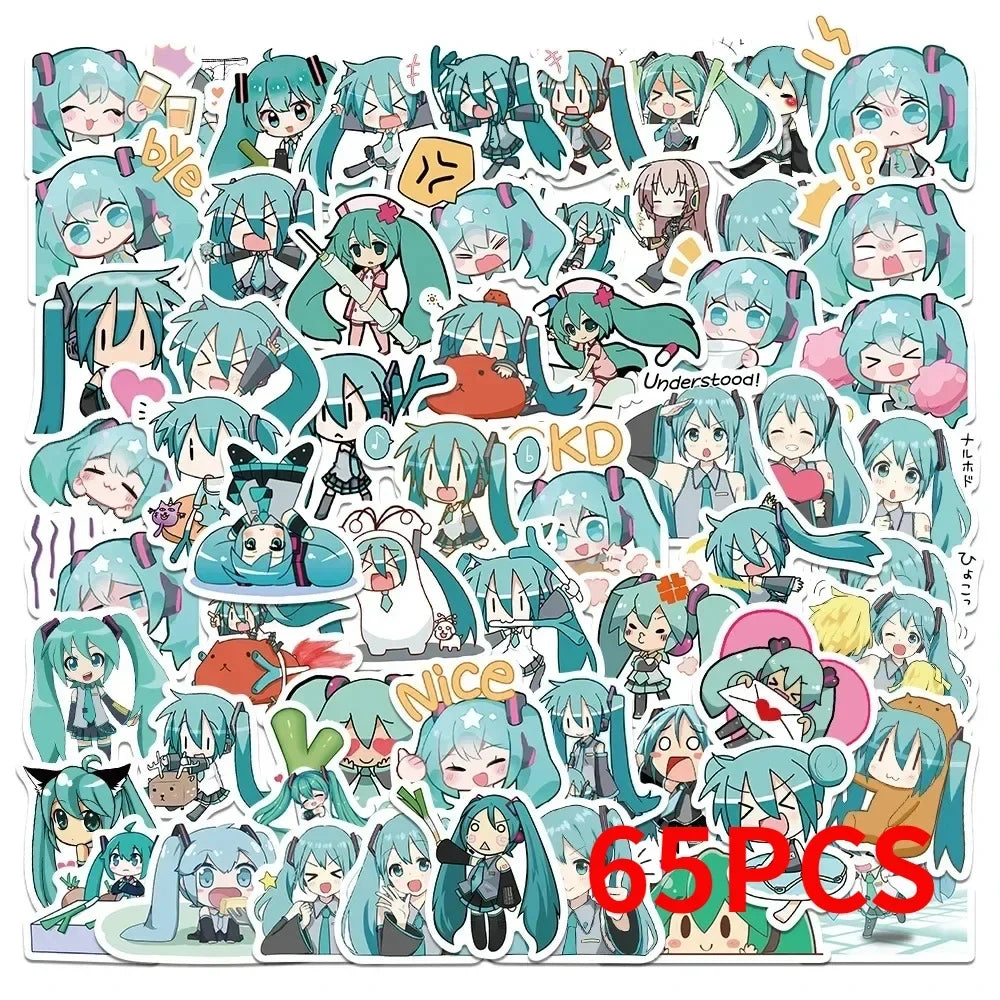 100pcs Hatsune Cute Miku Stickers Pack Waterproof Phone Case Cartoon Journaling Stationery Kawaii Packaging Laptop Sticker