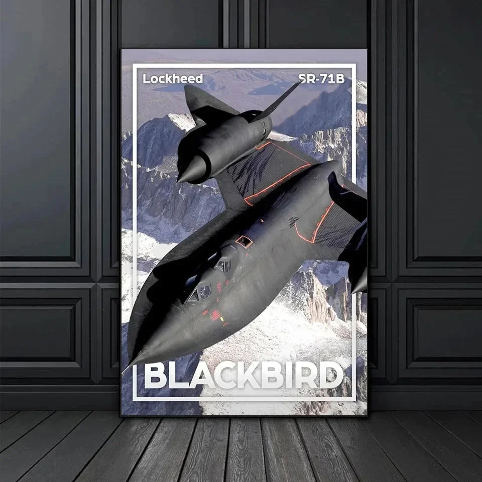 Classic Wall Art World Aircraft F16 Blackbird Fighter Jet HD Canvas Printed Poster Home Living Room Bedroom Decorative Pictures