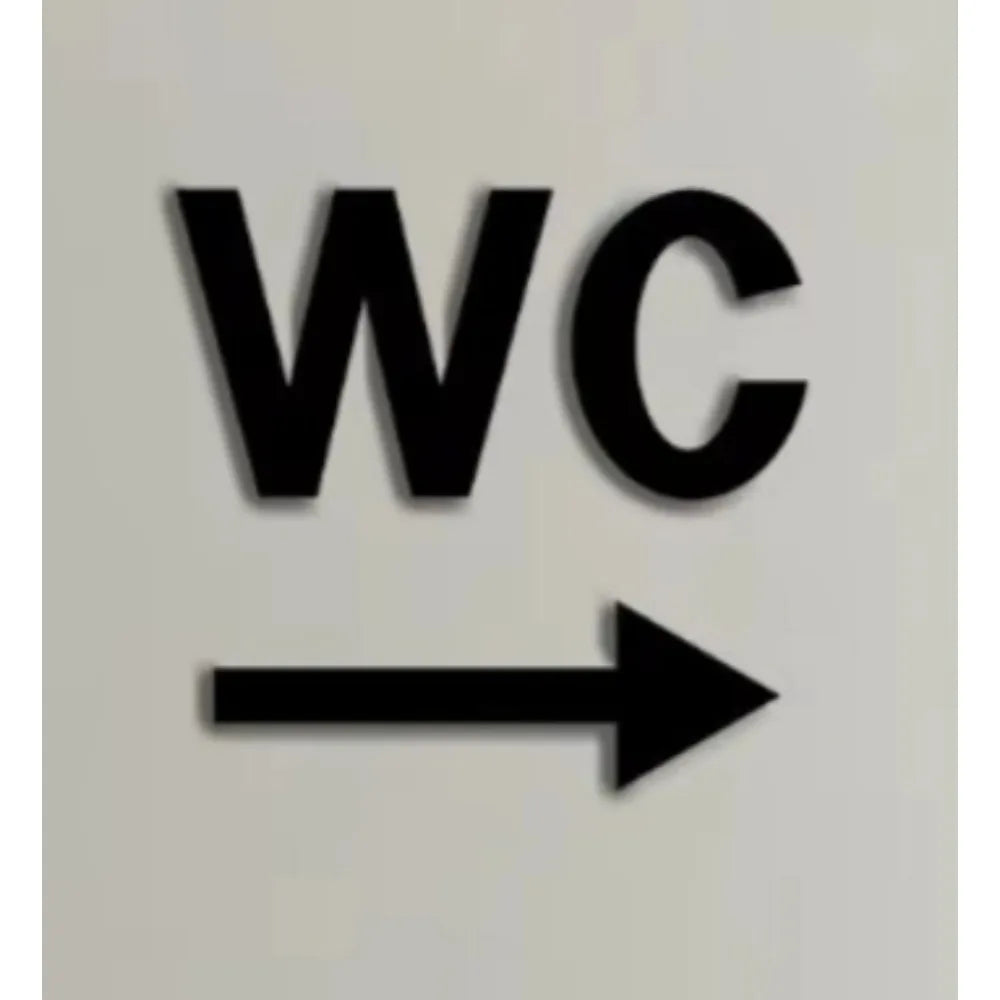STYLEMAX Chic WC Directional Acrylic Sign, Sleek Guide for Public Spaces, Transparent Base with Bold Colored Arrow