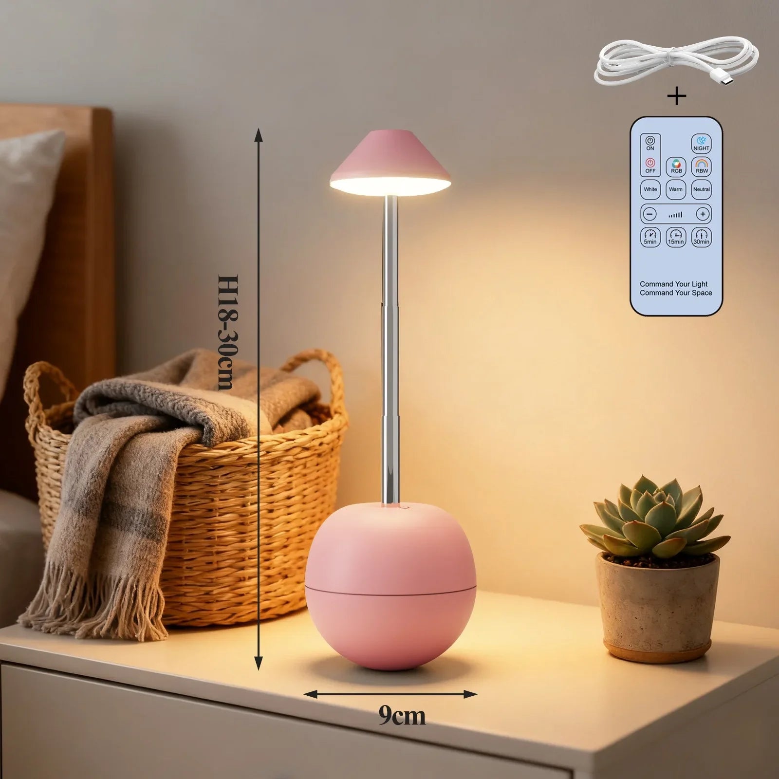 LED Touch Desk Lamp with Remote Control Adjustable Height Desk Light RGB Light Suitable for Living Room Bedroom Bedside Lamp