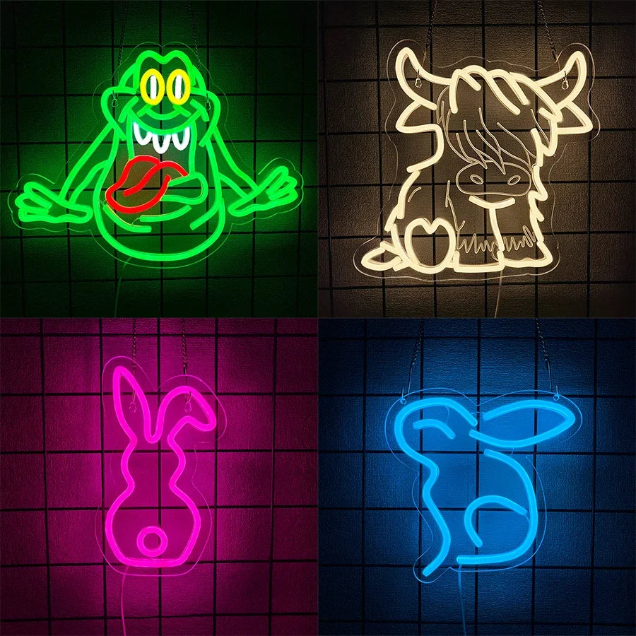 Neon Sign With Animal Theme, Led Animal Lamp For Wall Decor, Usb Powered, Wall Lamp For Bedroom, Club, Office And Game Room.