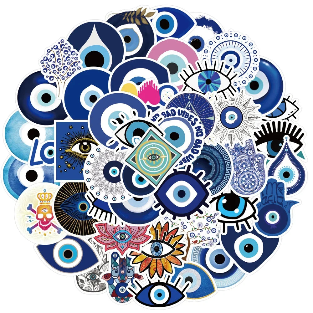 10/30/50pcs Gothic Turkish Evil Eye Graffiti Stickers Aesthetic Decals Skateboard Motorcycle Phone Car Cool Waterproof Sticker