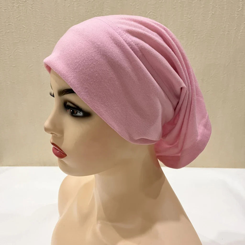 H065 plain tube hats Muslim Turban Pure Color Stretch Inner Hijabs For Caps Ready To Wear Women Head Scarf Under Hijab Bonnet