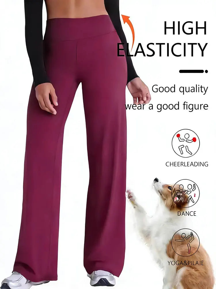 Soft Sports Straight Leg Pants Womens Mid Waist Yoga Trouser Fitness Workout Leggings Naked Feeling Pilates Running Sweatpants