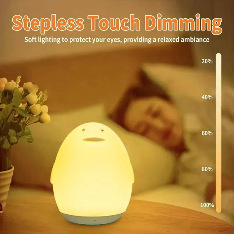 Penguin Egg Colorful RGB Night Light Silicone Baby Sleep Light Tap Change Light Color USB Charging Bedroom Bedhead Night Light