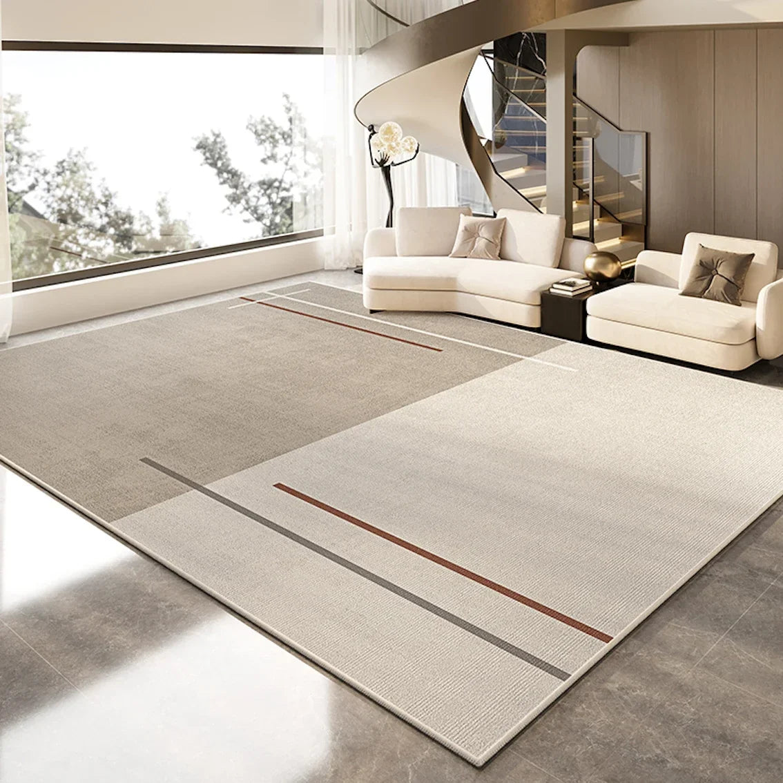 VIKAMA Minimalist Cream-Style Carpet For Large-Scale Living Room Floor Mat, Sofa, Coffee Table And Blanket For Home Decoration