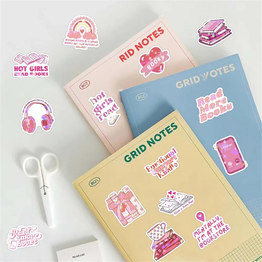 60/120 PCSPink Bookish Graffiti Stickers Pink Reading Decoration Notebook Luggage Stationery Stickers