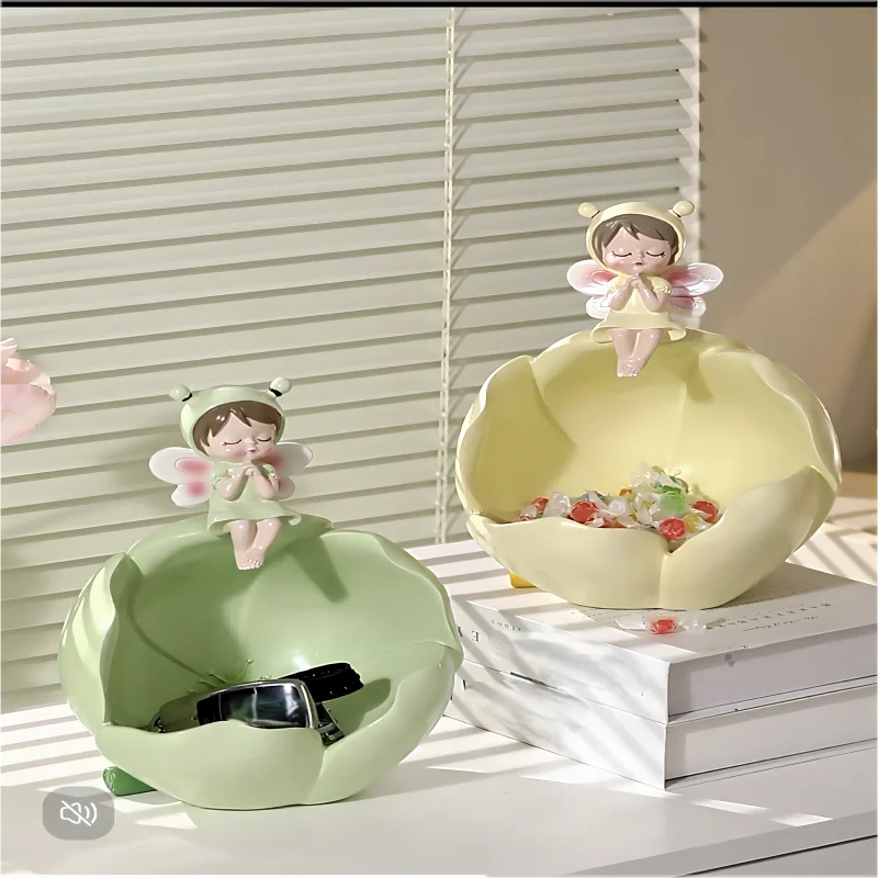 Flower fairy resin ornaments, fun and cute design, can be used to store keys, can also be used to place candy